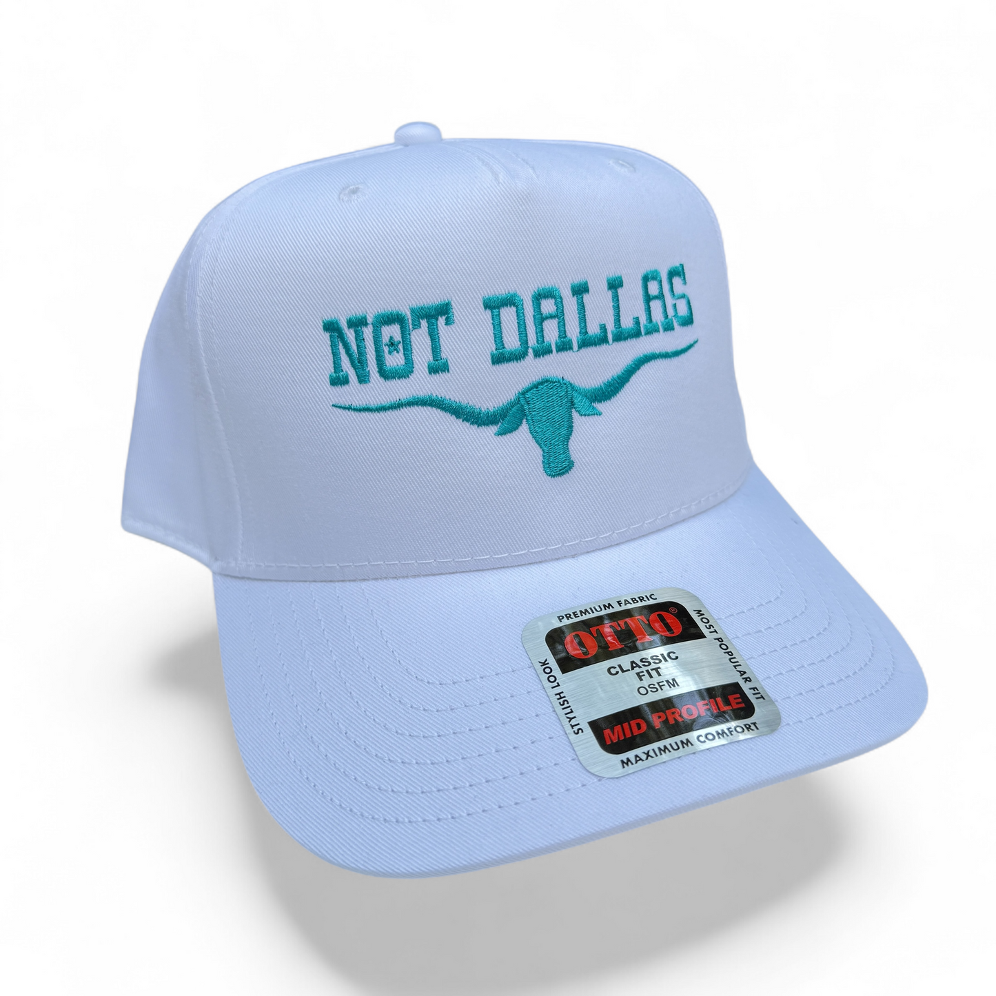 Whiteout NOT DALLAS Hat (Turquoise Stitch)